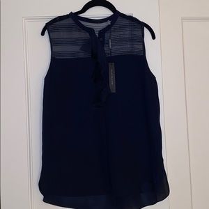 Navy blue sleeveless blouse